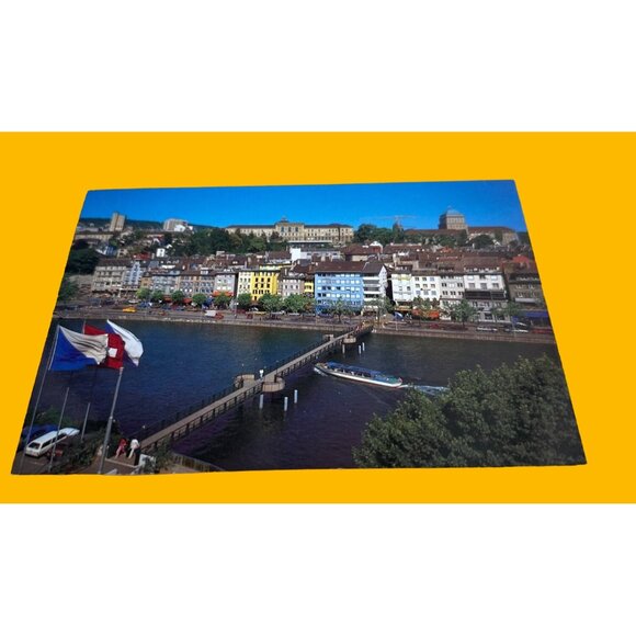 Vintage Zurich Switzerland Postcard Featuring River Limmat & Quaibrücke - Picture 2 of 4